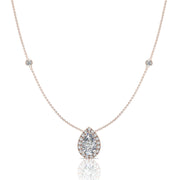 Pendentif diamant naturel poire et diamants naturels ronds 0.90 carat or rose Carla